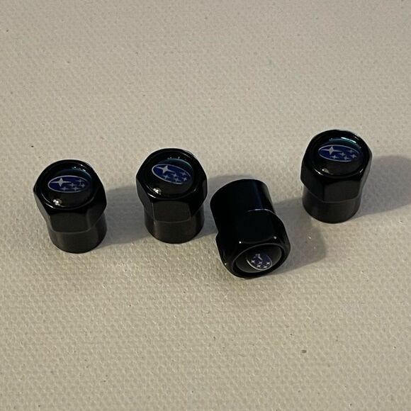 Subaru Valve Stem Caps in Black Set of 4 NWT - Picture 2 of 4